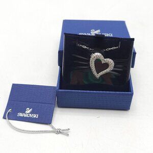 Swarovski Heart Memory Pendant Necklace With Crystals Silver Tone Chain